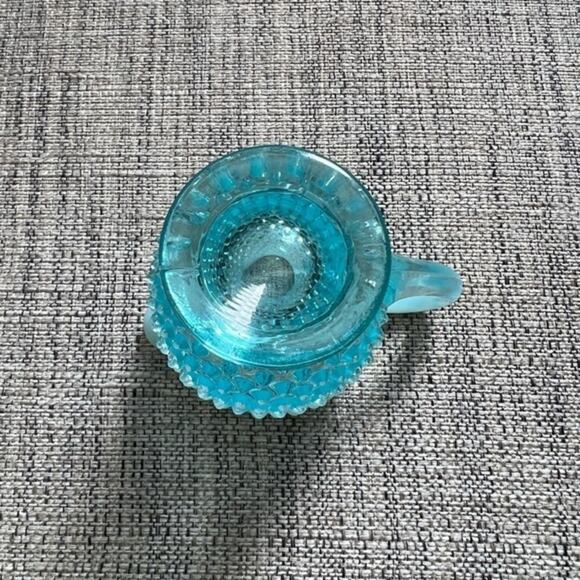 Vintage Fenton Blue Hobnail Opalescent Sugar Bowl Creamer Set‎ - Picture 2 of 8